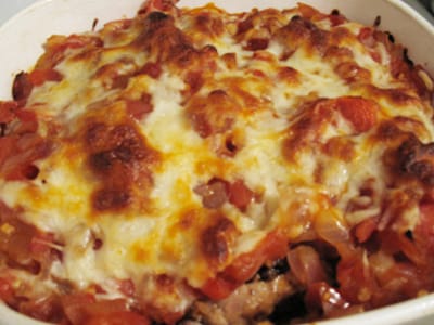 Свинско филе с ориз, шунка и гъби