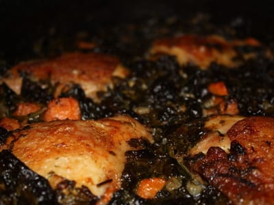 Пиле със спанак и ориз