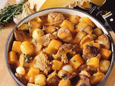 Телешко с кестени и тиква